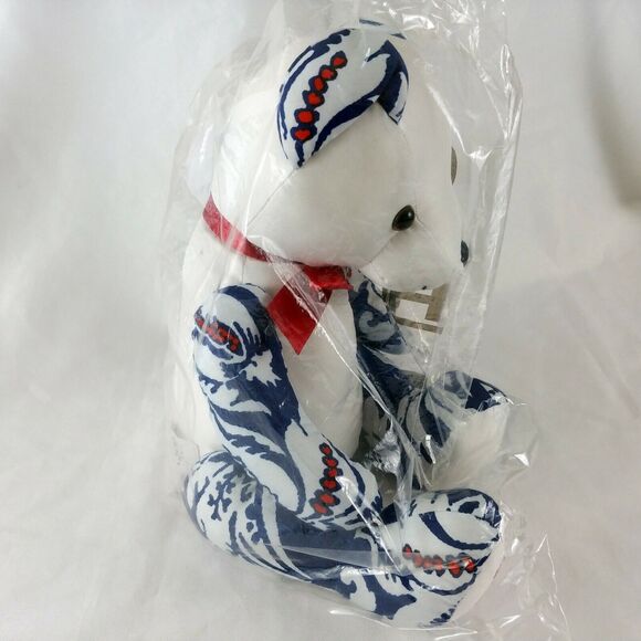 Dennis Basso Home Teddy Bear White Blue Red Cloth Tapestry Print - Picture 5 of 9